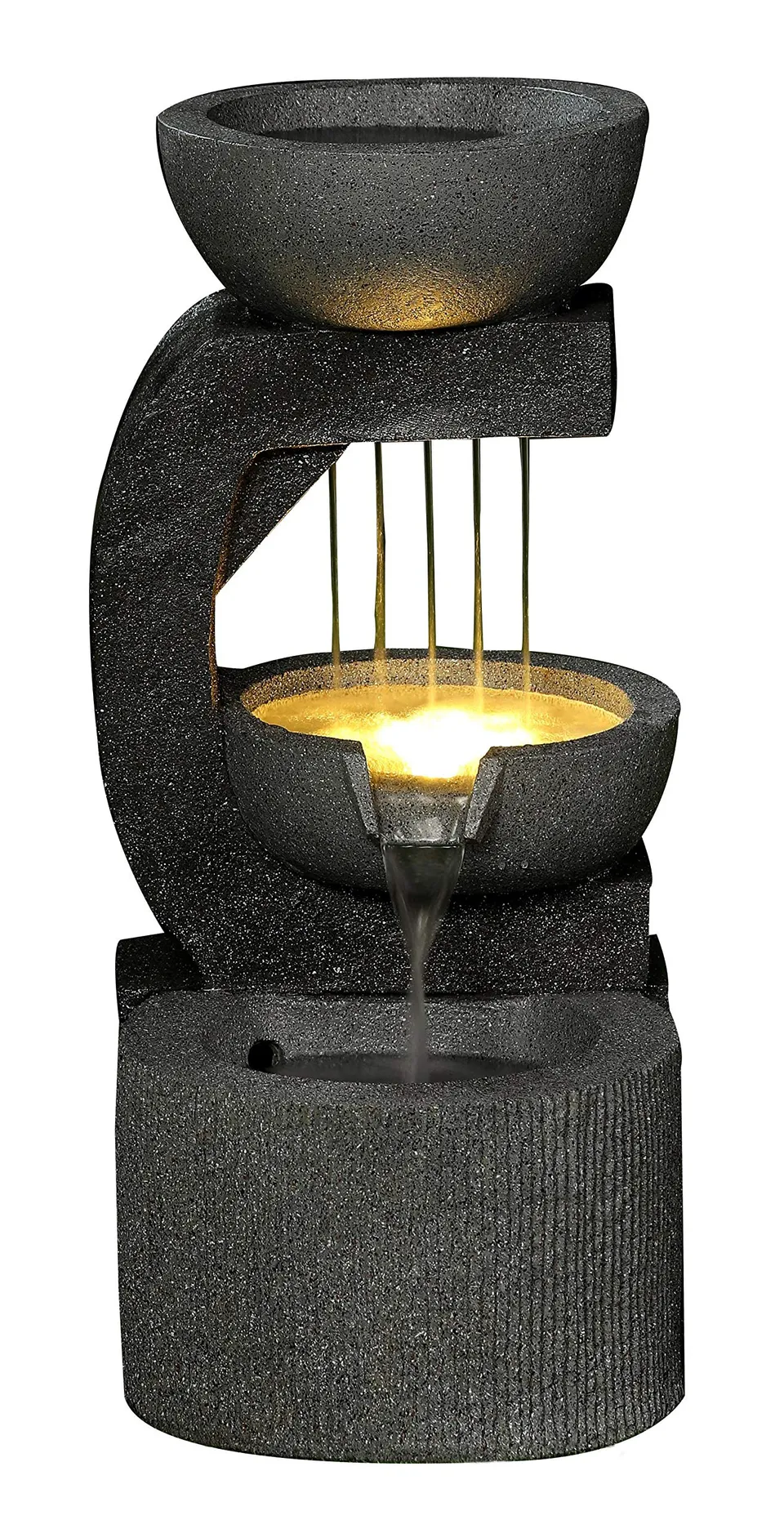 dehner-gartenbrunnen-salerno-led-polyresin-dunkelgrau image 1