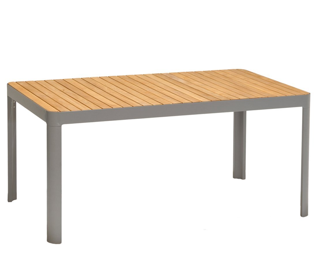dehner-bergen-gartentisch-161-cm-teak-alu-grau image 1