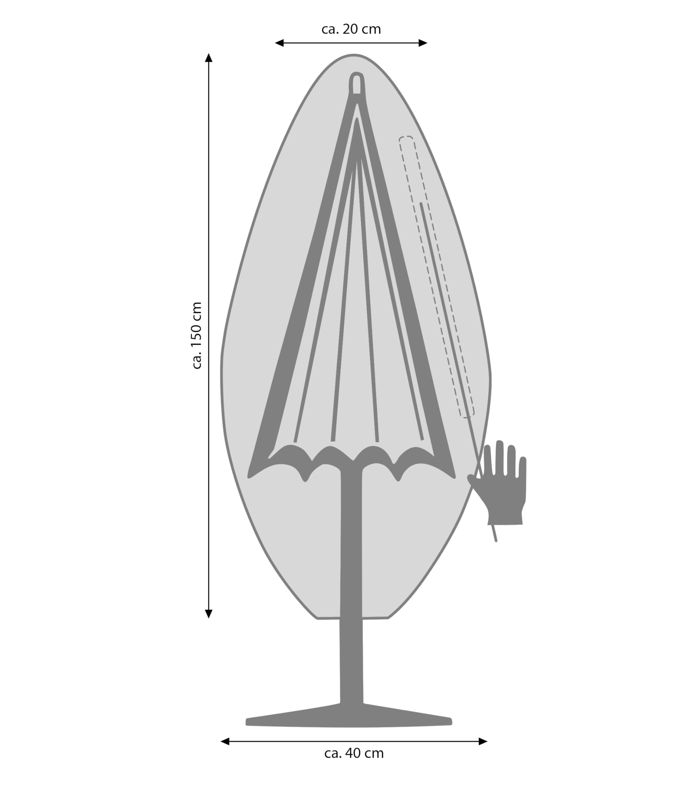 dehner-schutzh-lle-sonnenschirm-bis-2-m-grau-polyester image 3
