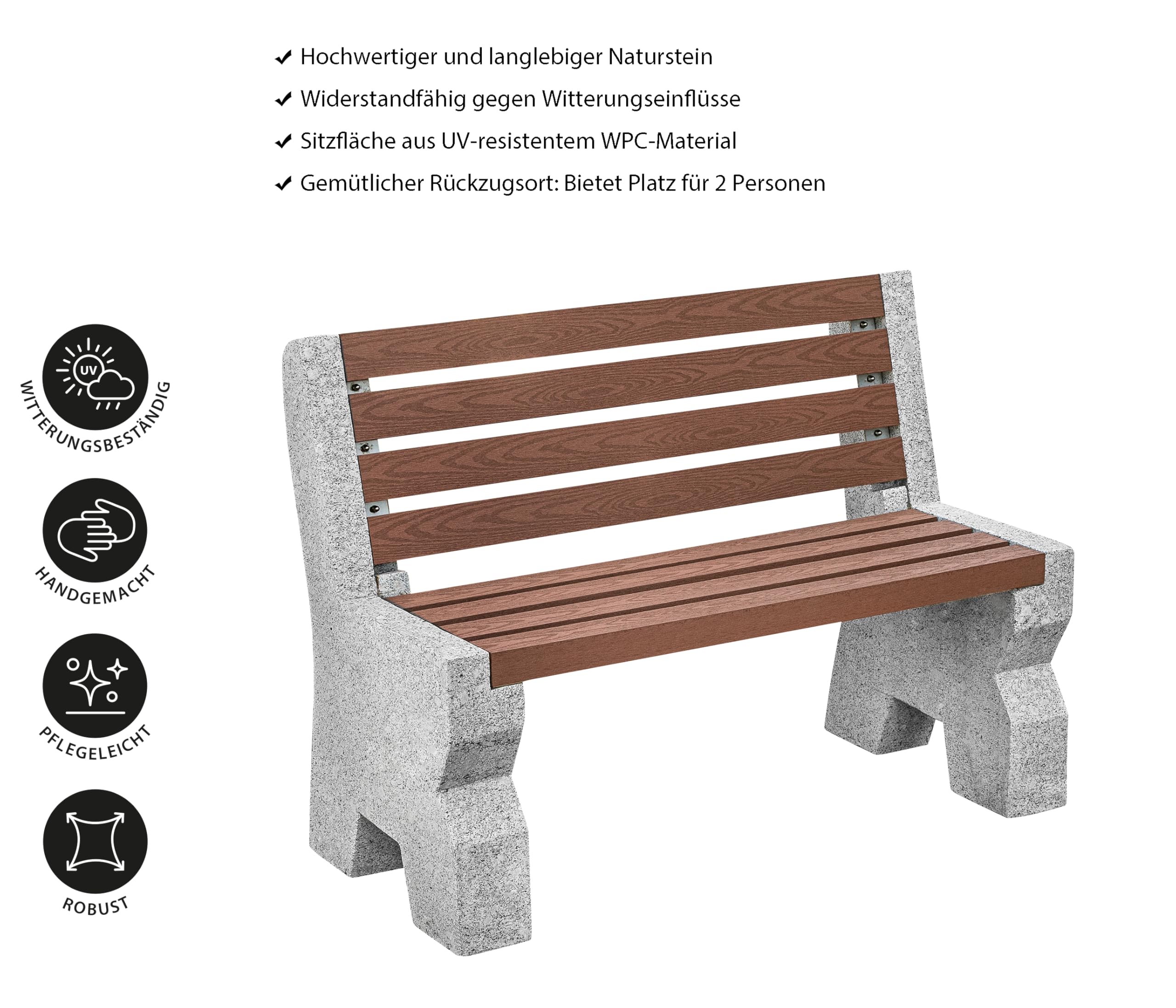dehner-gartenbank-2-sitzer-granit-wpc-grau-braun-114-cm image 2