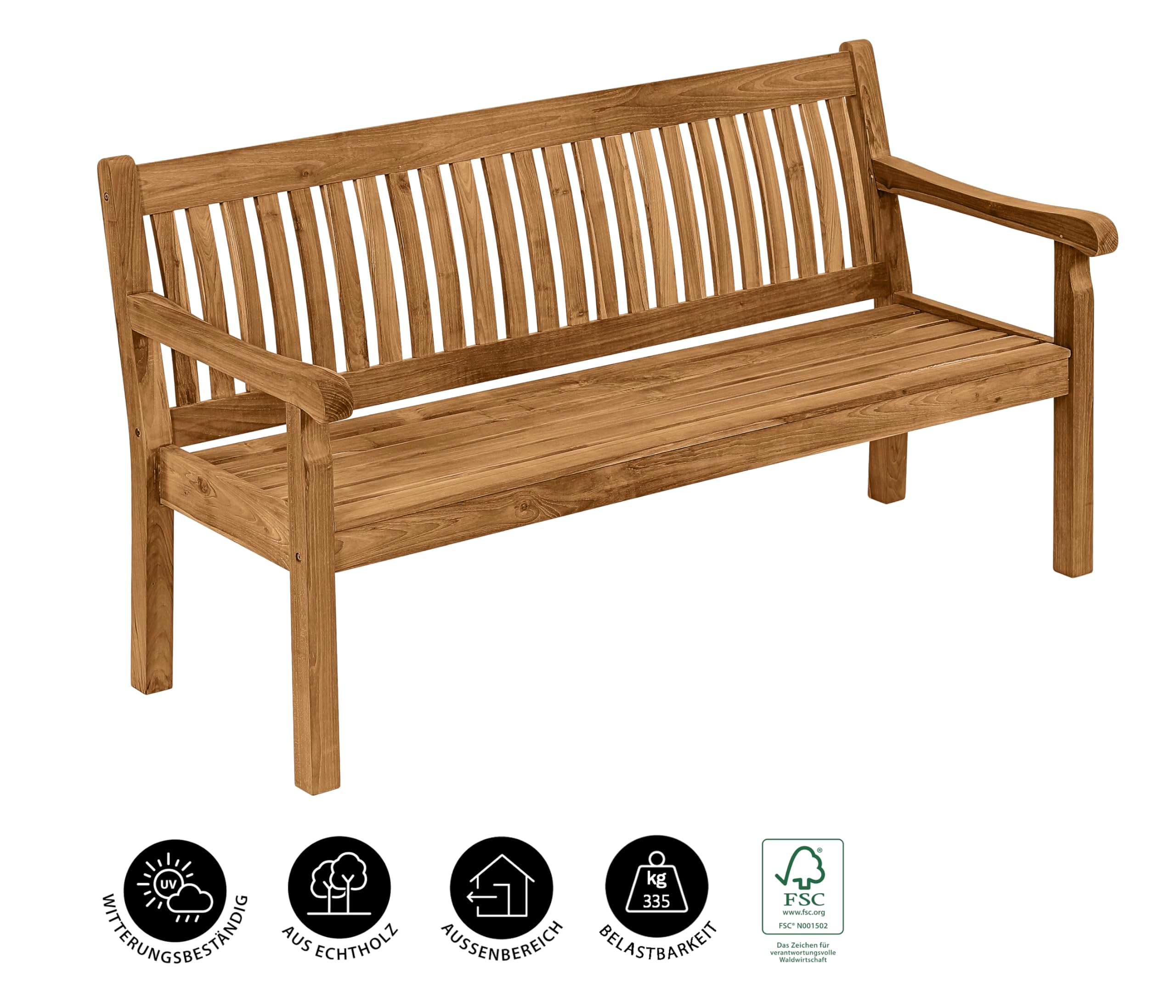 dehner-havanna-gartenbank-3-sitzer-teakholz-natur-160-cm image 5