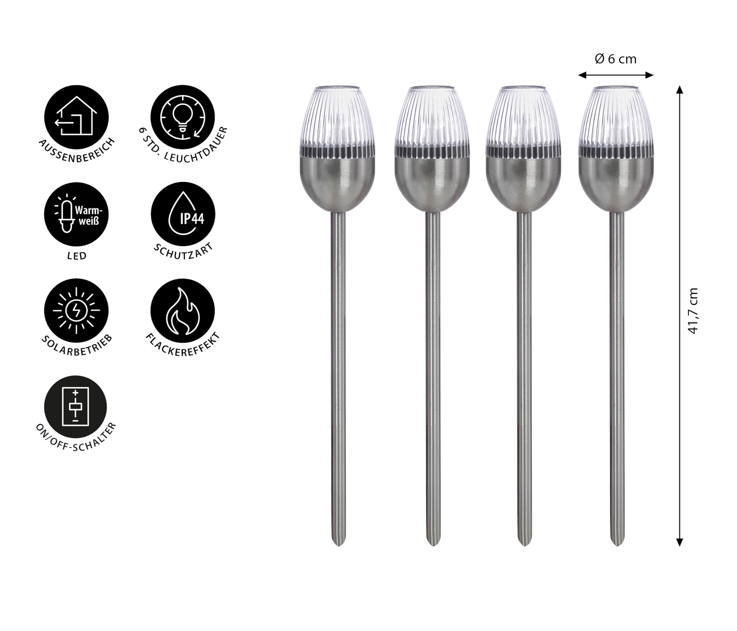 dehner-solarleuchte-flame-led-silber-4er-set-41-7-cm image 4