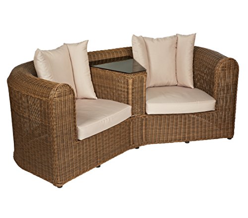 dehner-sydney-lounge-2-sitzer-polyrattan-braun-mit-glastisch image 2