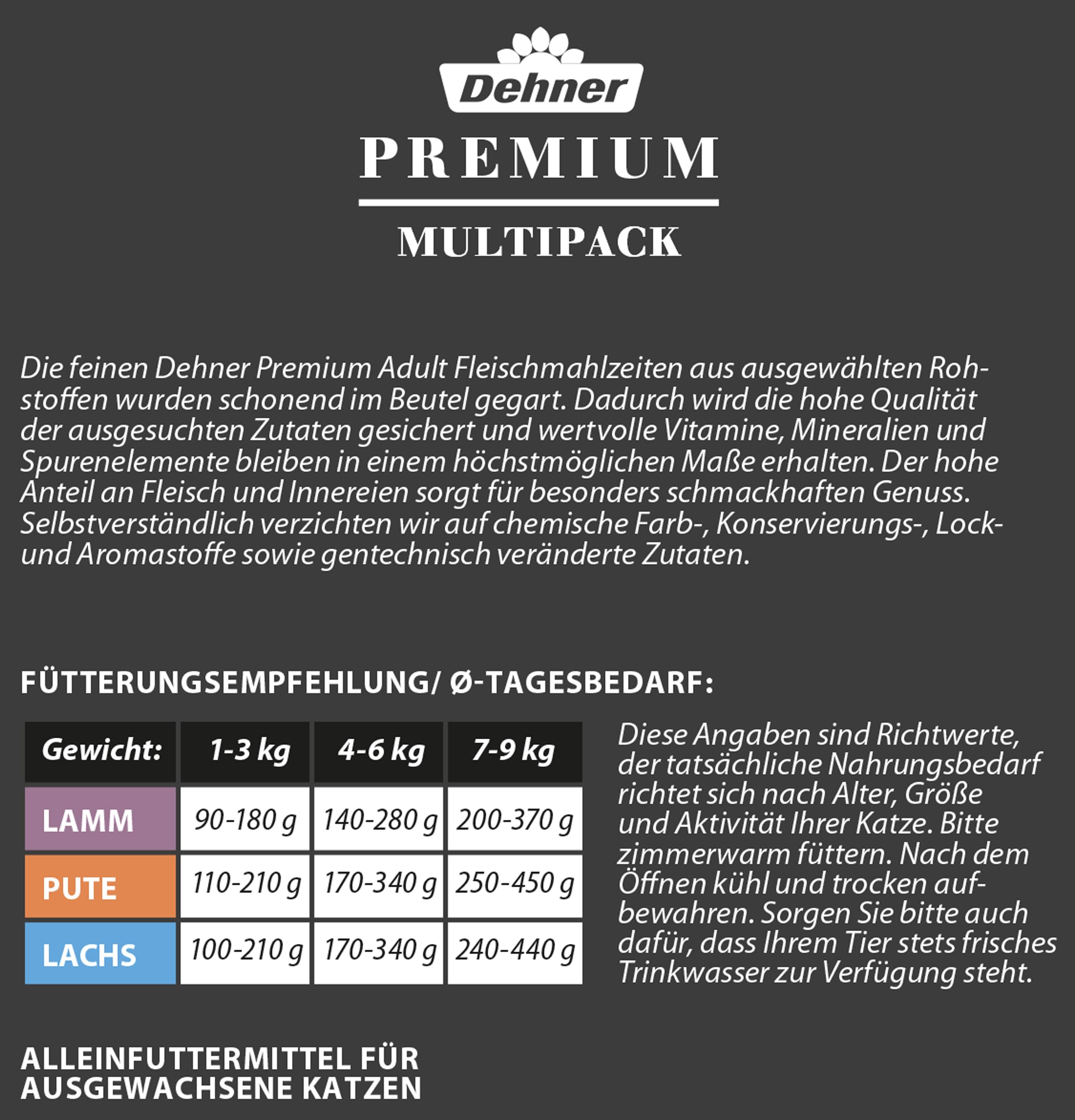dehner-premium-adult-nassfutter-multipack-lamm-pute-lachs-12x100-g image 2
