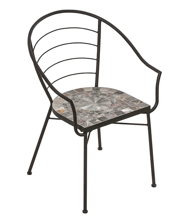 dehner-grazia-gartenstuhl-mosaik-eisen-braun-grau image 1