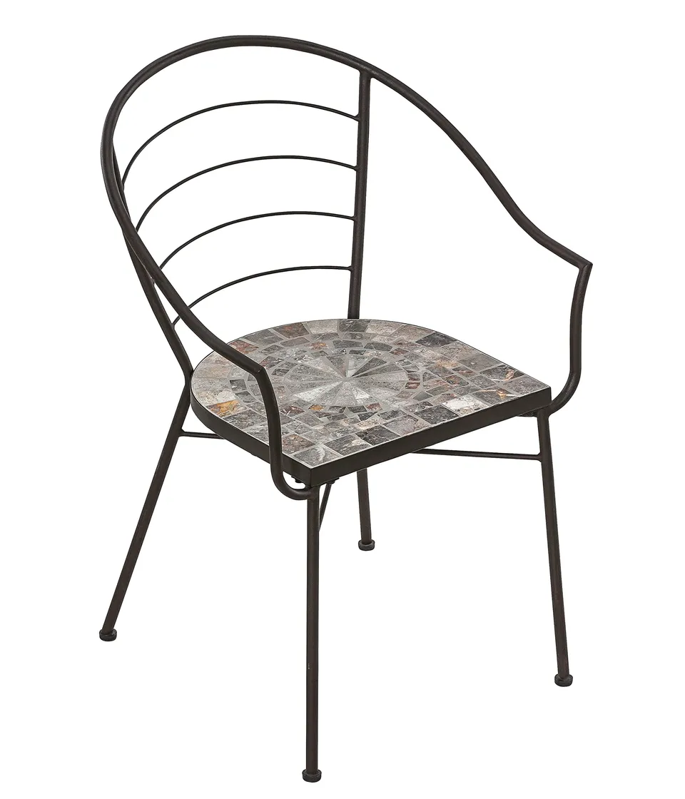 dehner-grazia-gartenstuhl-mosaik-eisen-braun-grau image 1