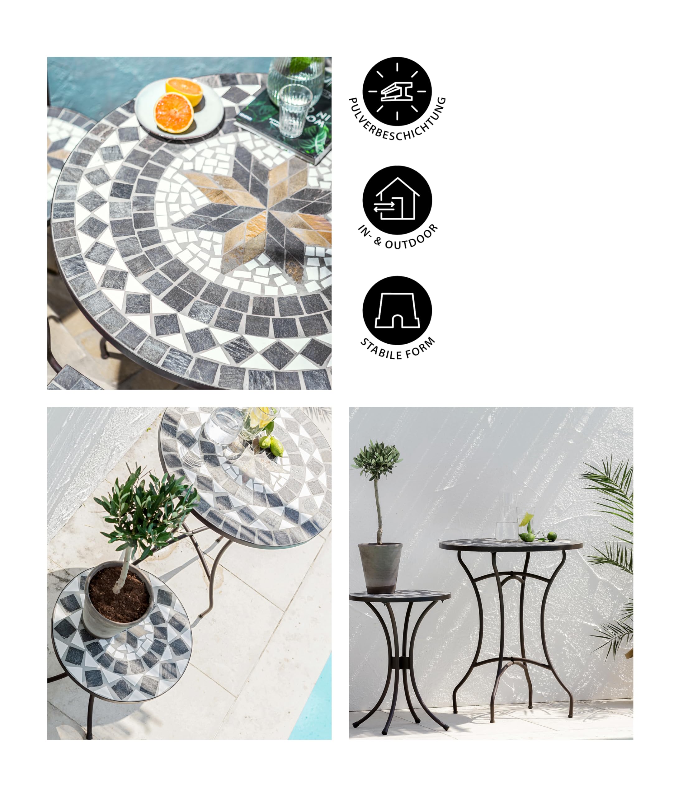 dehner-diana-gartentisch-mosaik-60cm-metall-landhaus-braun image 4