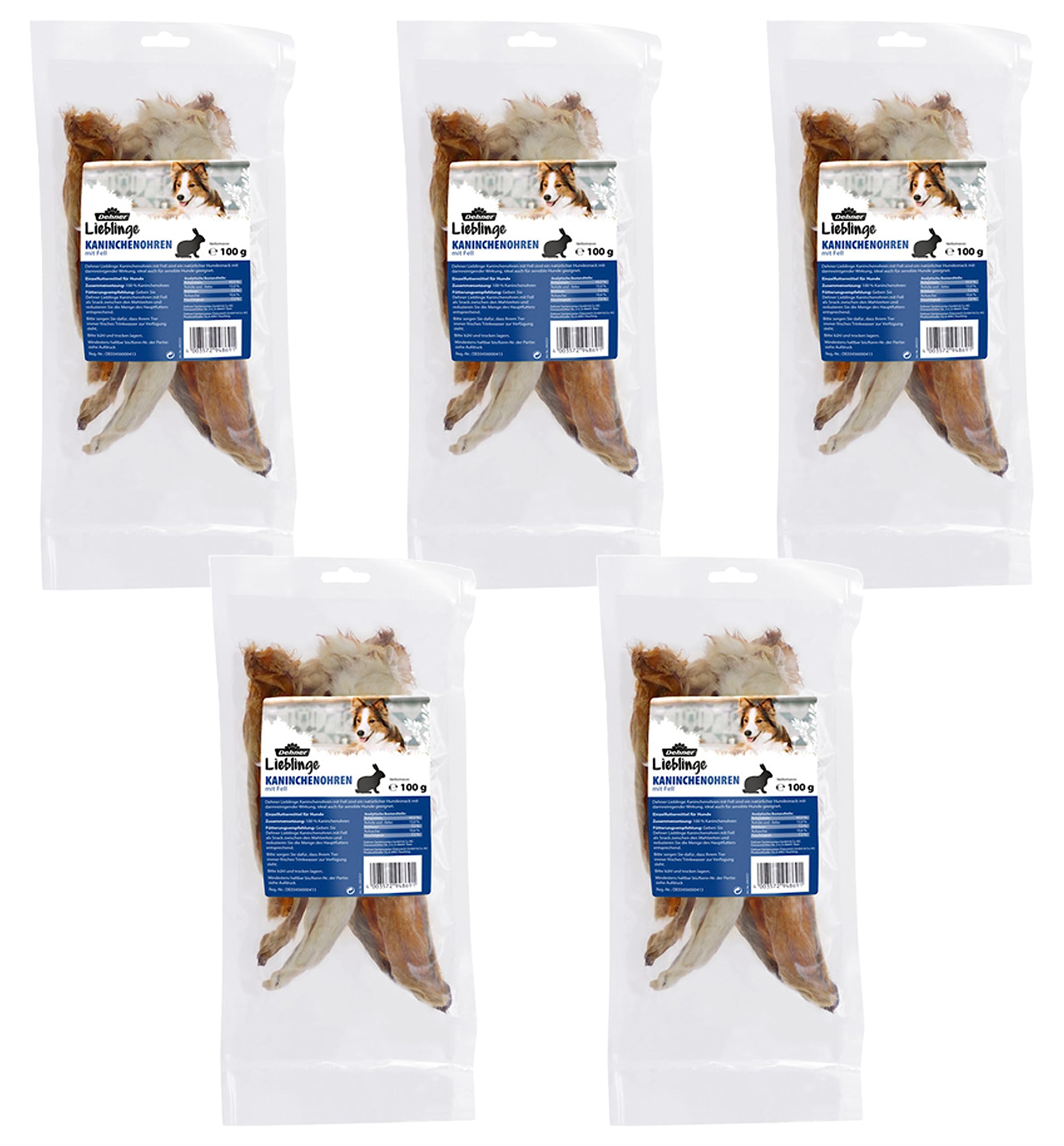 dehner-lieblinge-kaninchenohren-m-fell-hundesnack-500g image 1