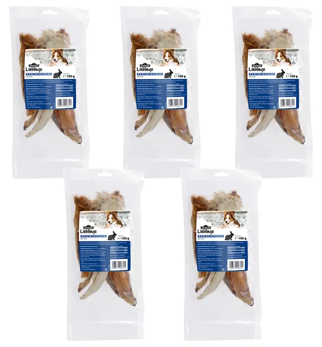 dehner-lieblinge-kaninchenohren-m-fell-hundesnack-500g image 1