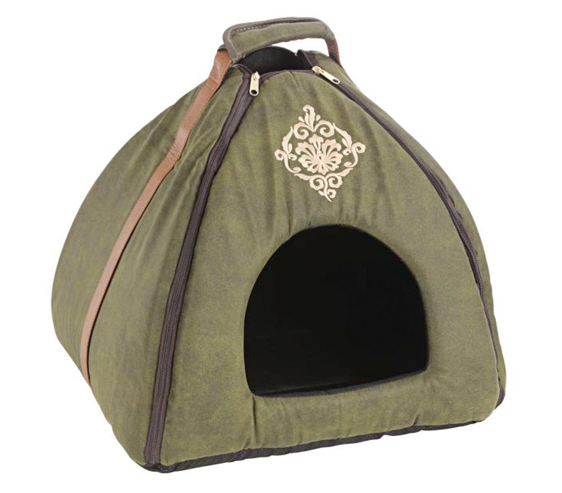 dehner-livingston-hunde-und-katzenh-hle-olivgr-n-47-cm-waschbar image 1