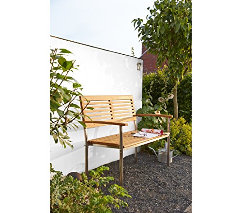 dehner-marseilles-gartenbank-2-sitzer-125-cm-teak-edelstahl image 6