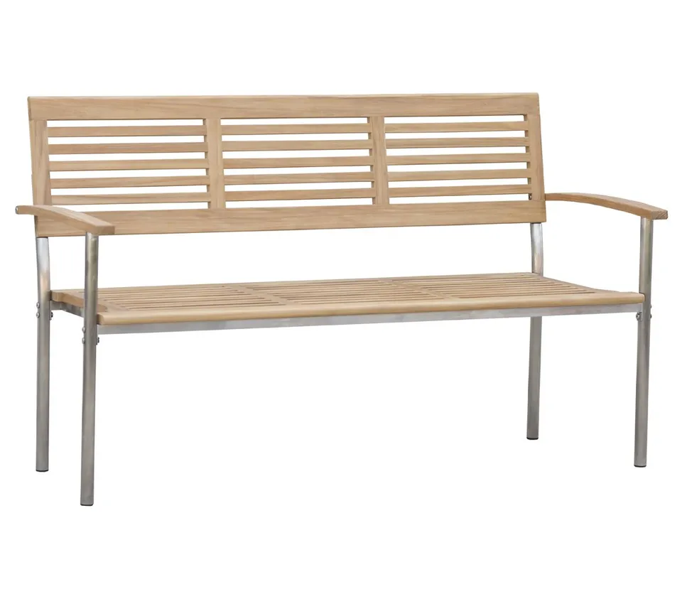 dehner-marseilles-gartenbank-3-sitzer-155-cm-teak-edelstahl image 1