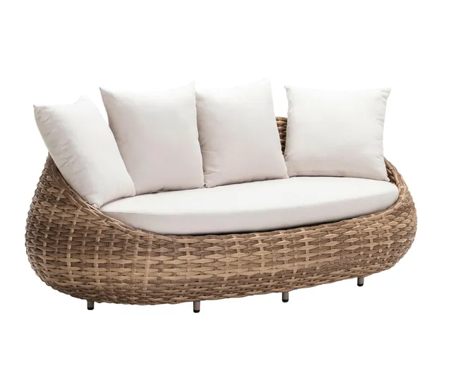 dehner-tulum-lounge-sofa-3-sitzer-braun-wei-mit-polster image 1