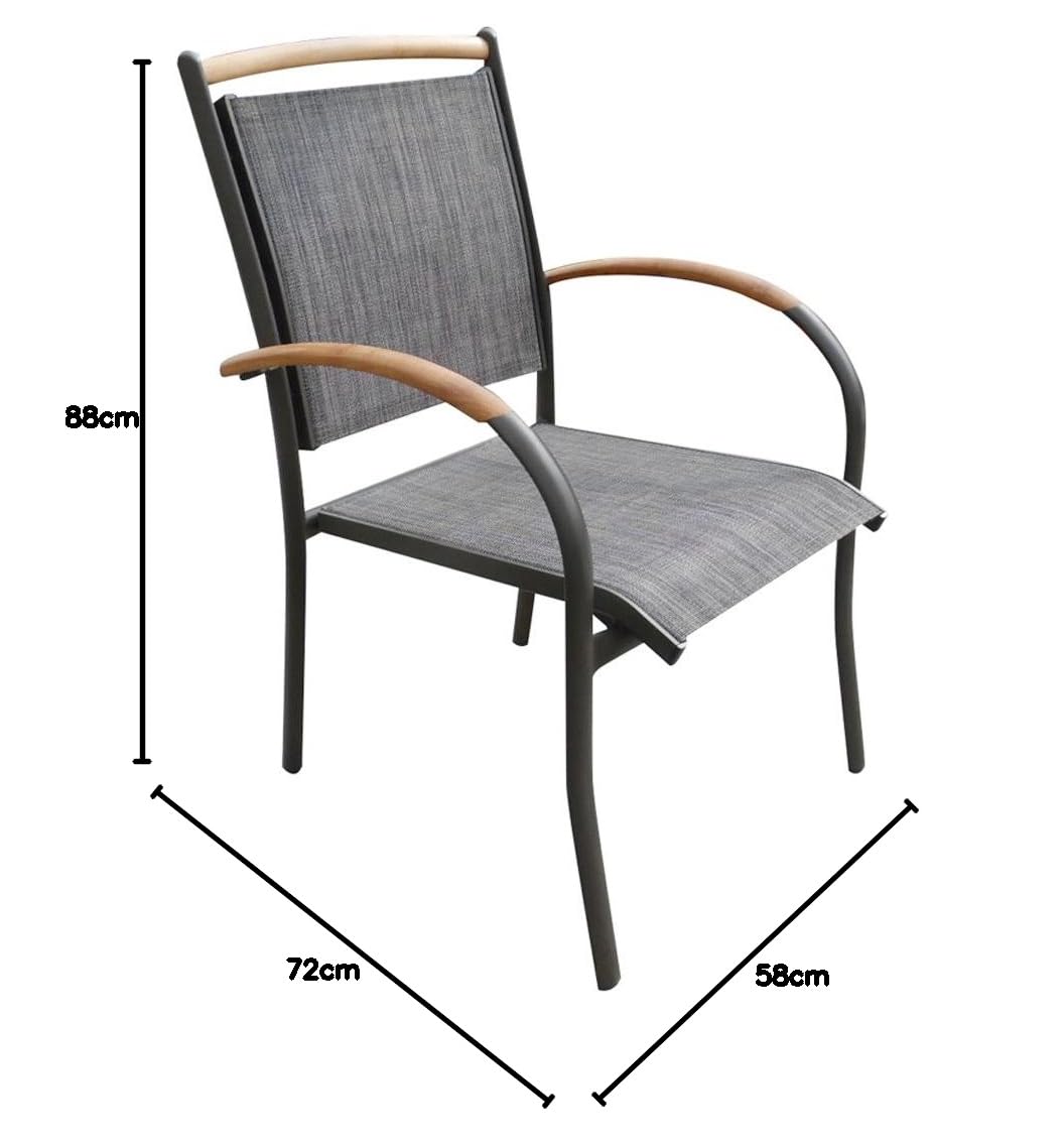 dehner-calais-stapelstuhl-anthrazit-teak-alu-textilene-stapelbar image 2