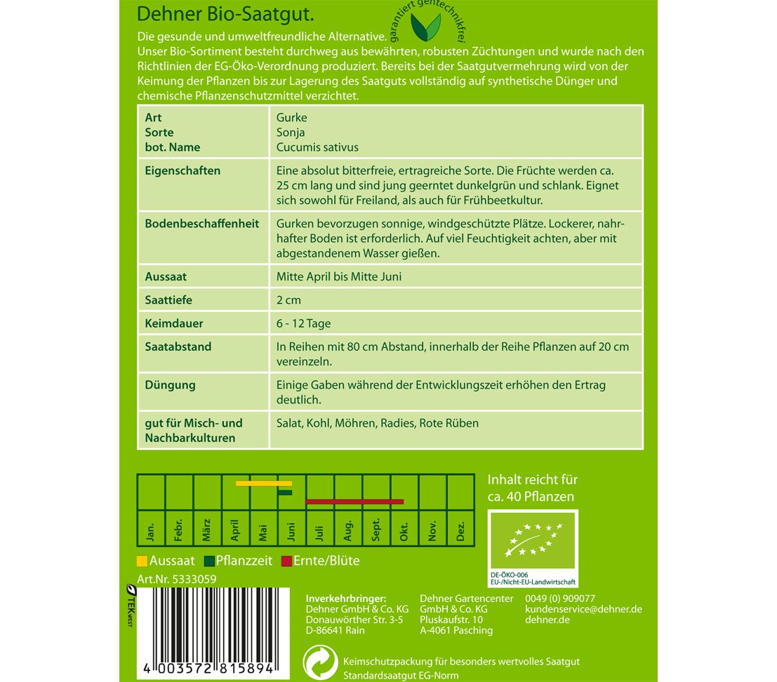dehner-bio-salatgurke-sonja-gem-sesamen-5x1-4-g-bitterfrei image 2