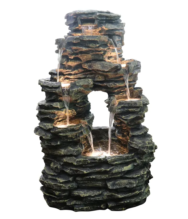 dehner-salto-gartenbrunnen-mit-led-polyresin-grau-warmwei image 1