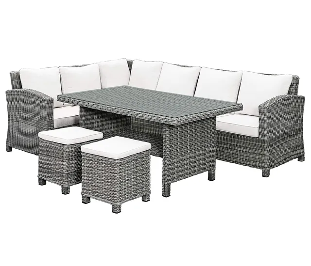 dehner-sylt-geflechtlounge-5-teilig-grau-mit-polster image 1