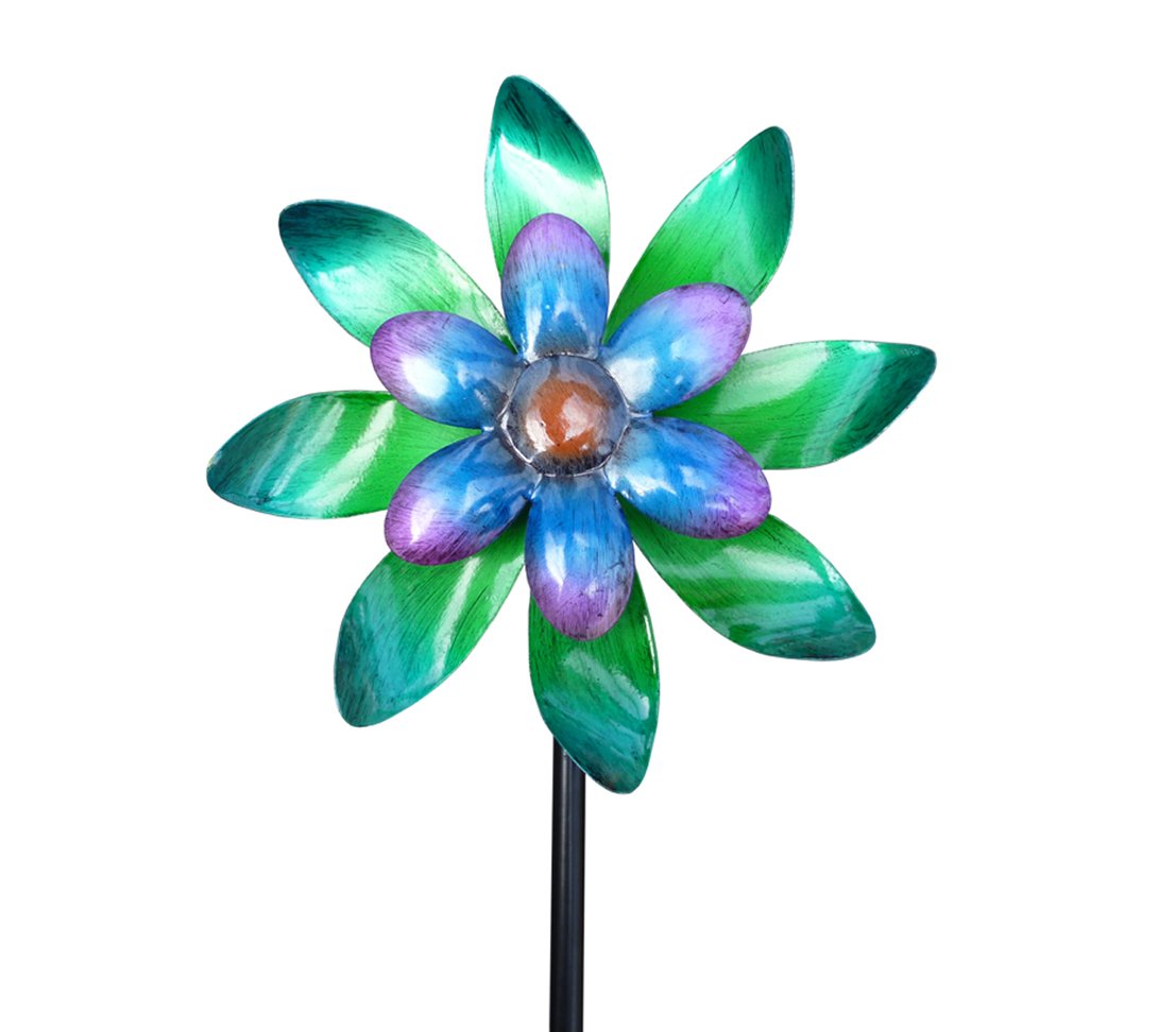 dehner-windrad-blau-t-rkis-metall-gartendeko-140-cm image 1