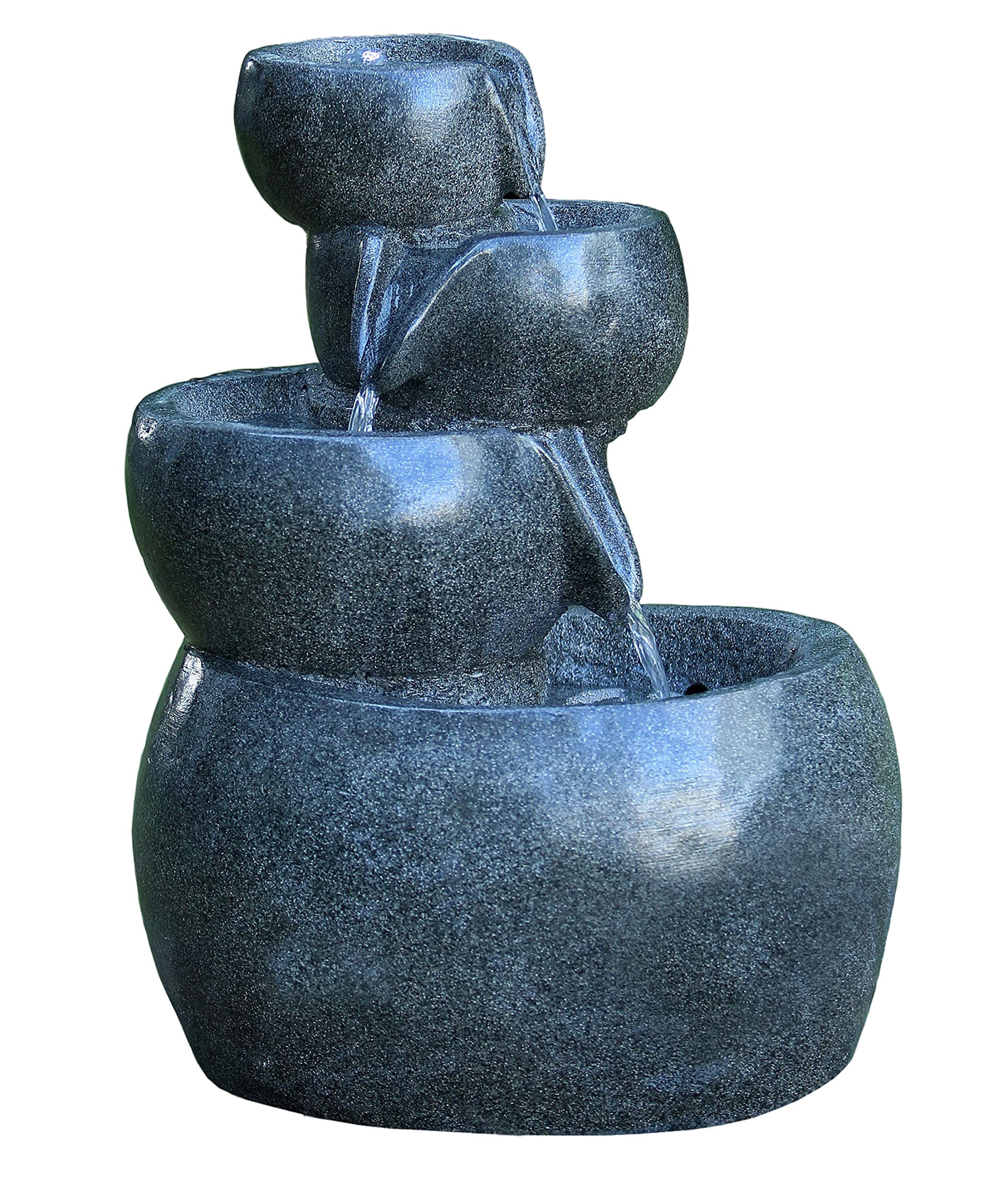 dehner-bowl-gartenbrunnen-polyresin-grau-mit-led-66-cm image 1