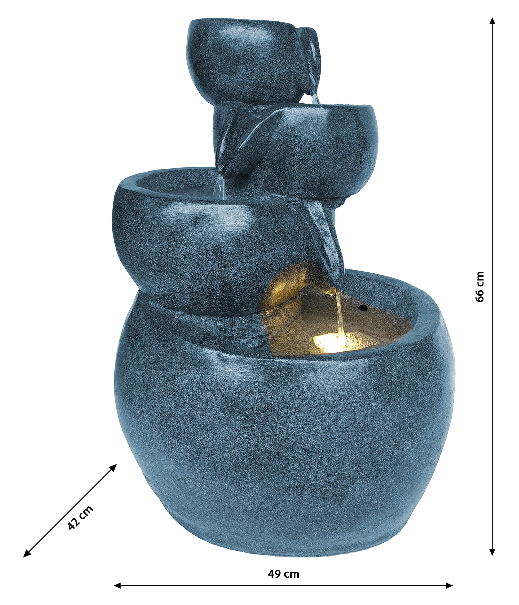 dehner-bowl-gartenbrunnen-polyresin-grau-mit-led-66-cm image 3