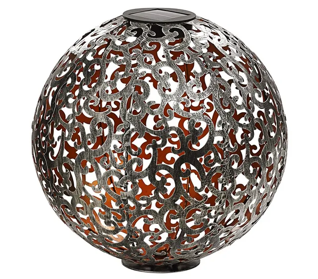 dehner-solarkugel-luanda-30-cm-metall-silber-kupfer image 1