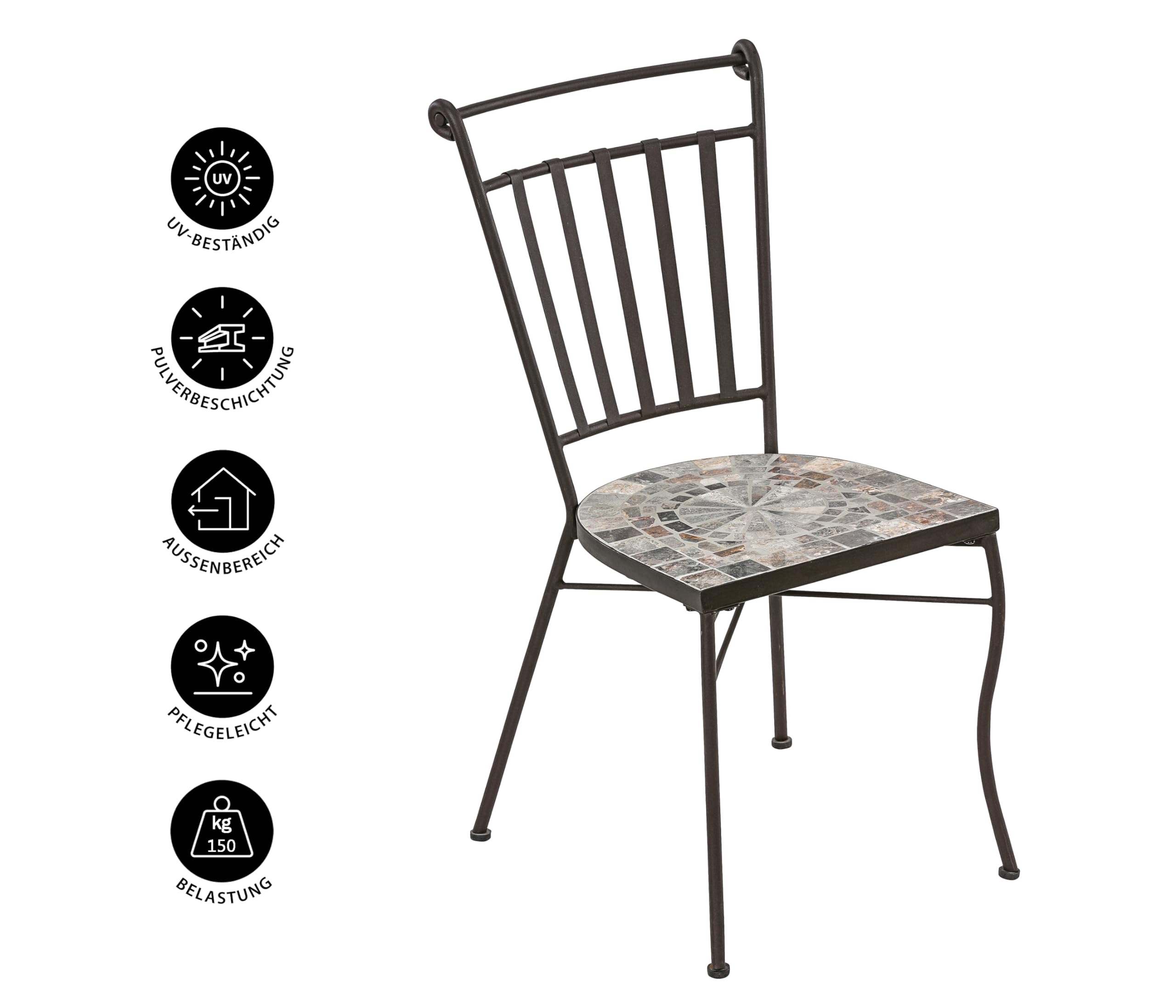 dehner-grazia-mosaikstuhl-eisen-grau-braun-90-cm image 5