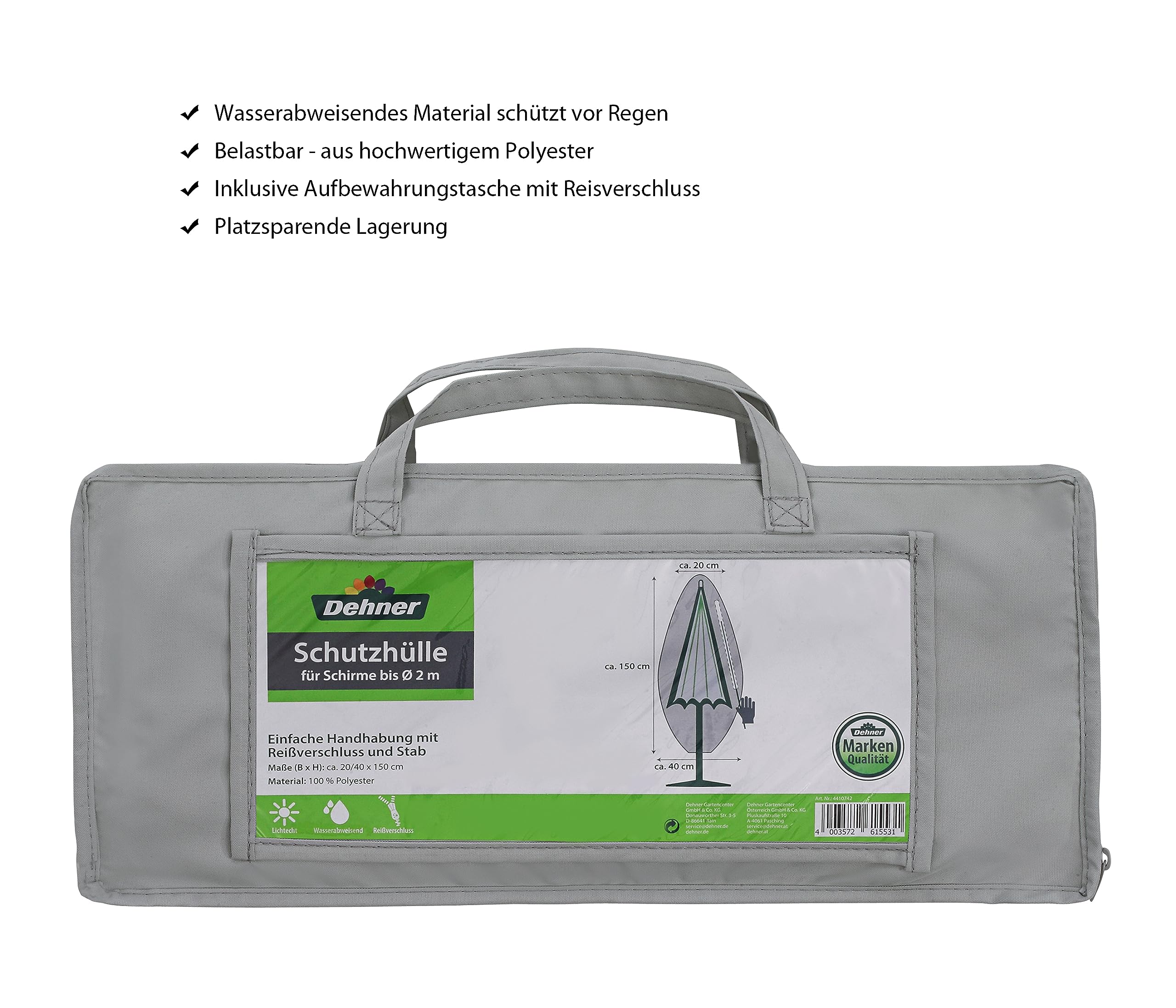 dehner-schutzh-lle-sonnenschirm-bis-2-m-grau-polyester image 2