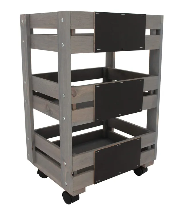 dehner-regalwagen-holz-grau-braun-89x38x28-mit-tafeln image 1
