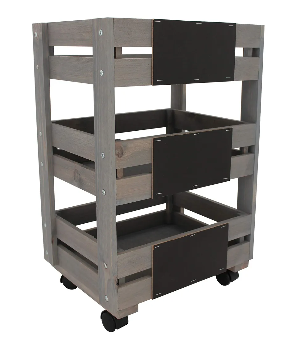 dehner-regalwagen-holz-grau-braun-89x38x28-mit-tafeln image 1