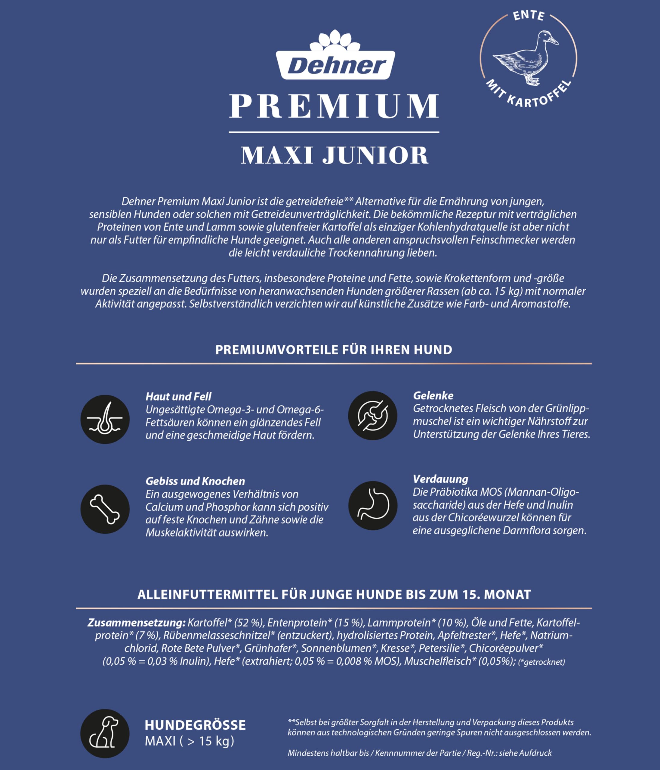 dehner-premium-maxi-junior-hundefutter-ente-lamm-4-kg image 4