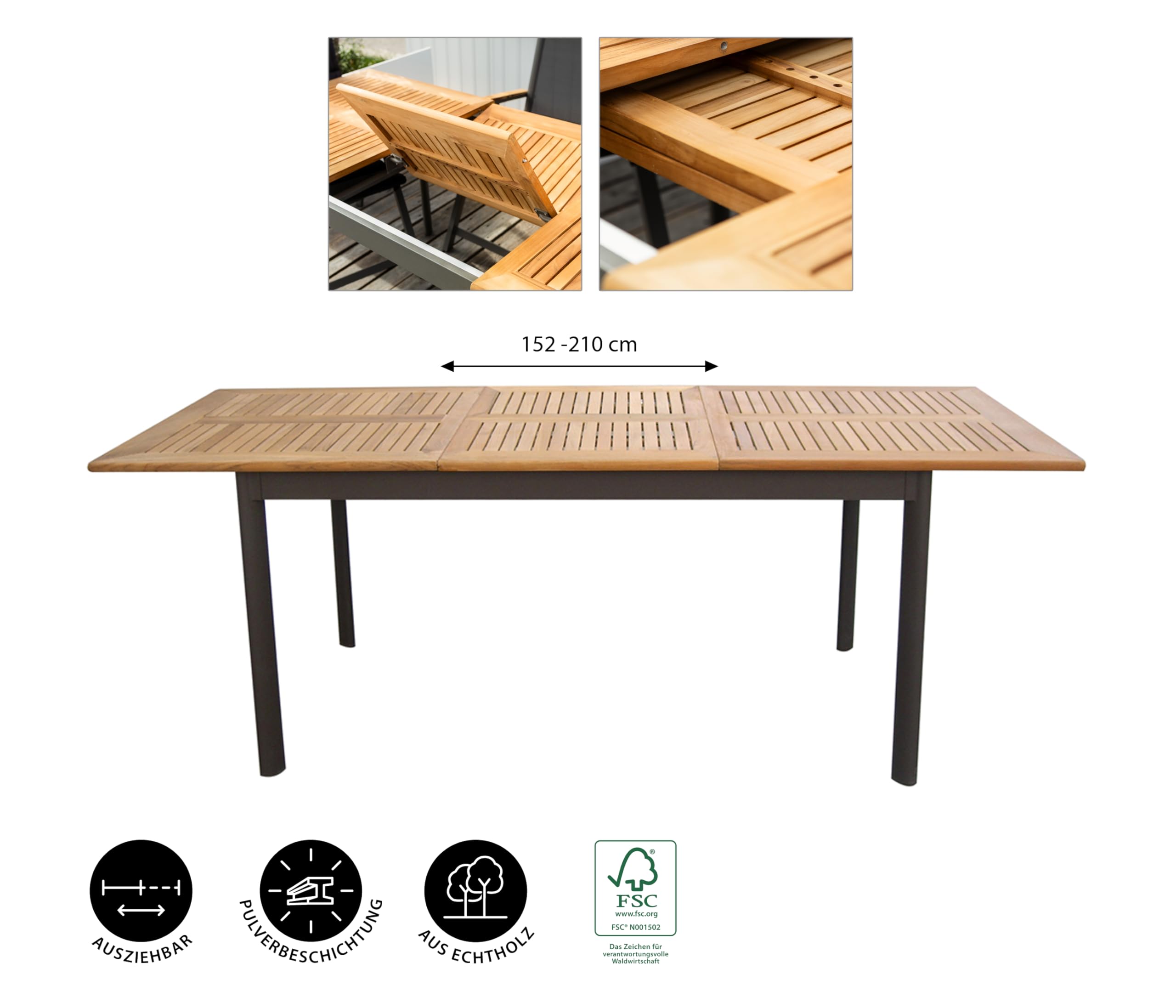 dehner-calais-auszugstisch-gartentisch-teak-152-210cm image 4