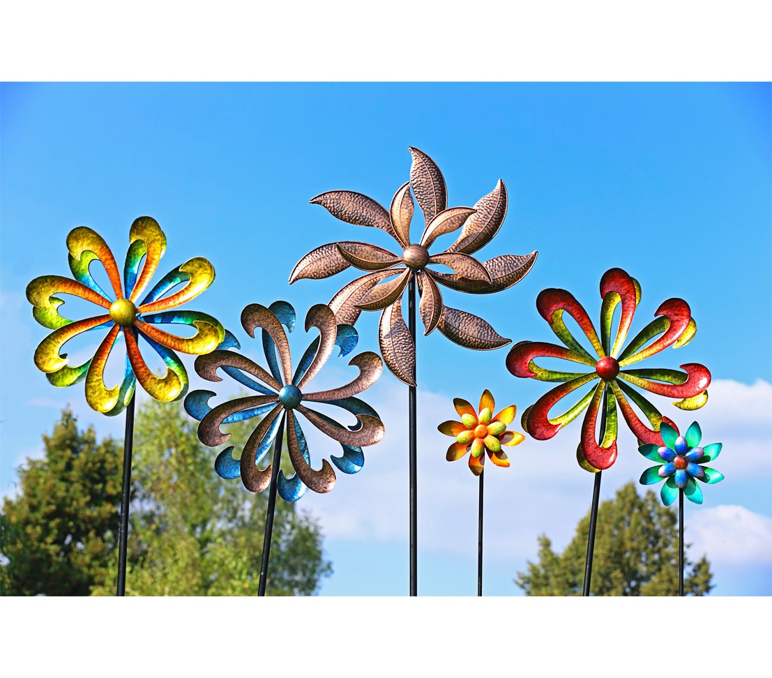 dehner-windrad-blau-t-rkis-metall-gartendeko-140-cm image 2