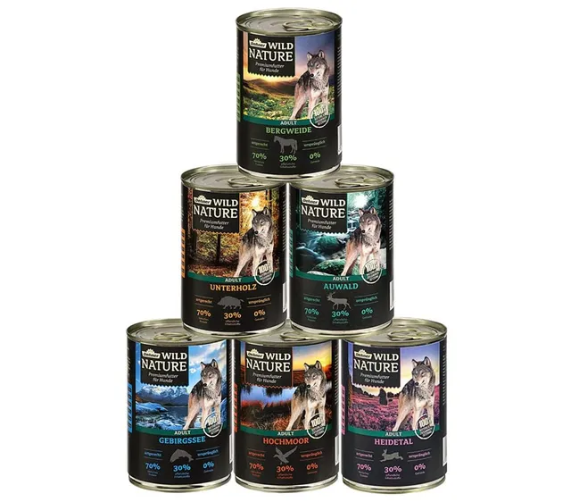 dehner-wild-nature-hundefutter-probier-set-6x400g-getreidefrei image 1