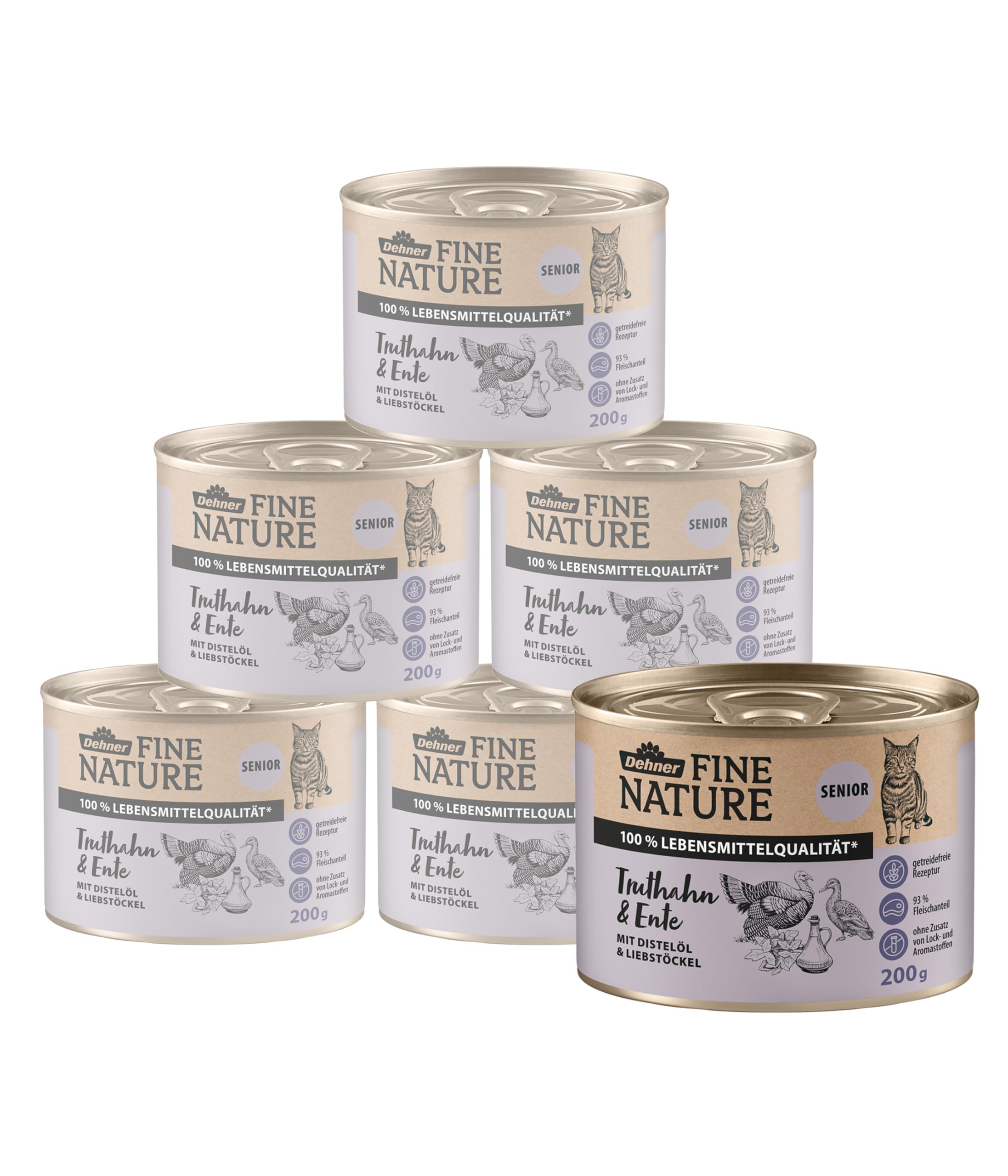 dehner-fine-nature-katzenfutter-nass-truthahn-ente-6x200g image 1