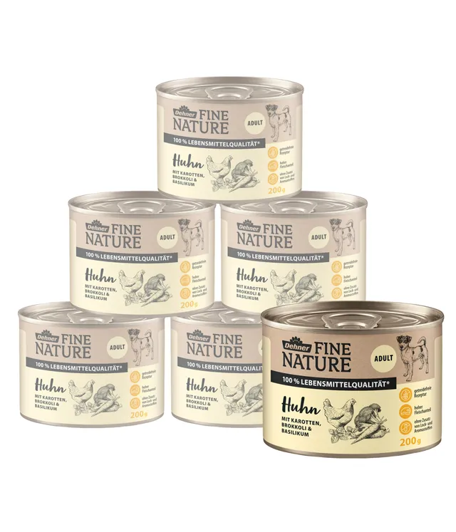 dehner-fine-nature-hundefutter-huhn-6x200-g-nass image 1