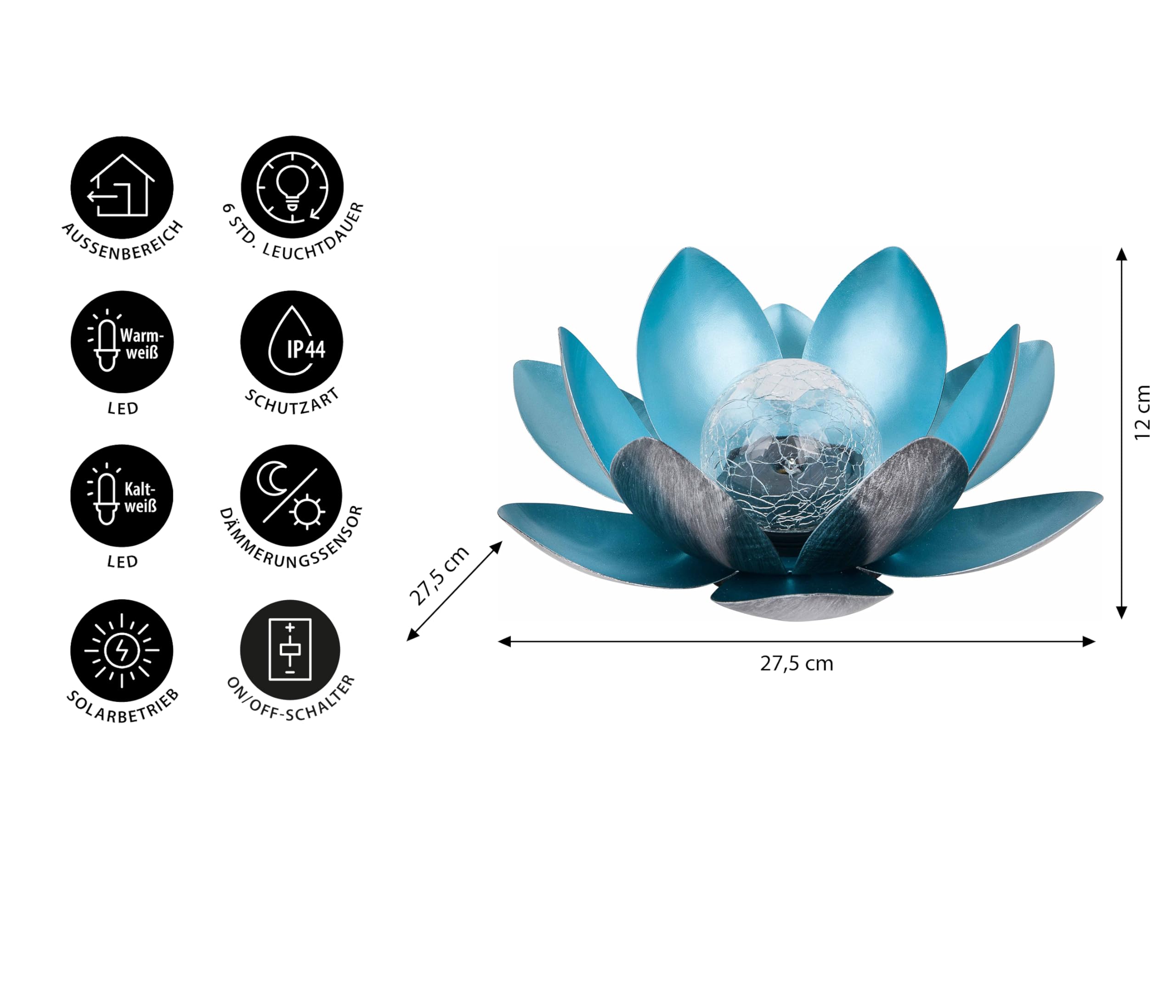 dehner-solarleuchte-lotus-metall-silber-blau-27-5-cm image 3