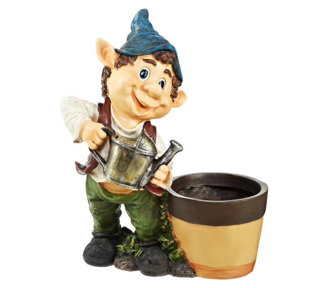 dehner-gartenfigur-m-nnchen-blumentopf-polyresin-bunt image 1