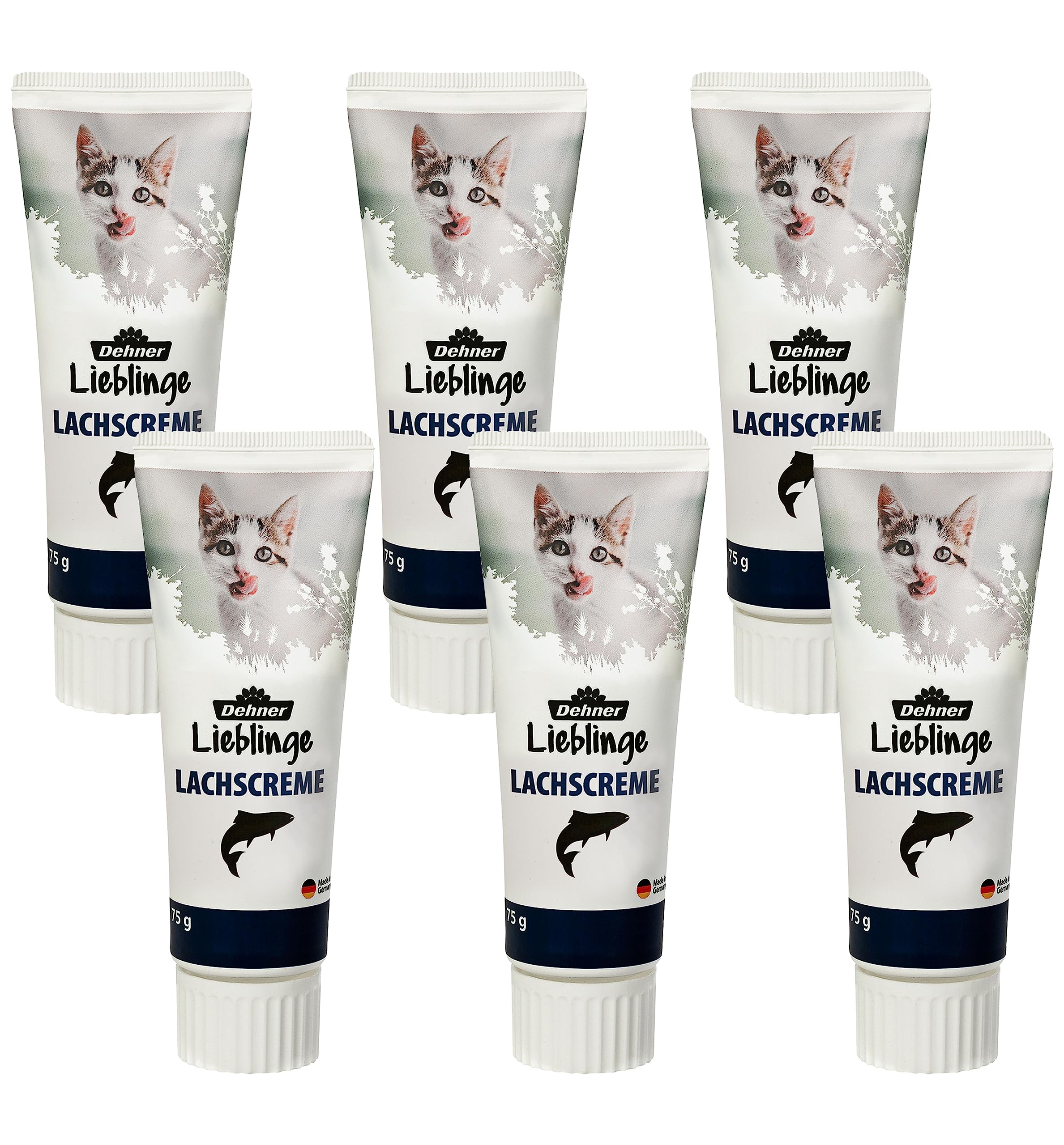 dehner-lieblinge-katzensnack-lachscreme-6x75g-zuckerfrei image 1