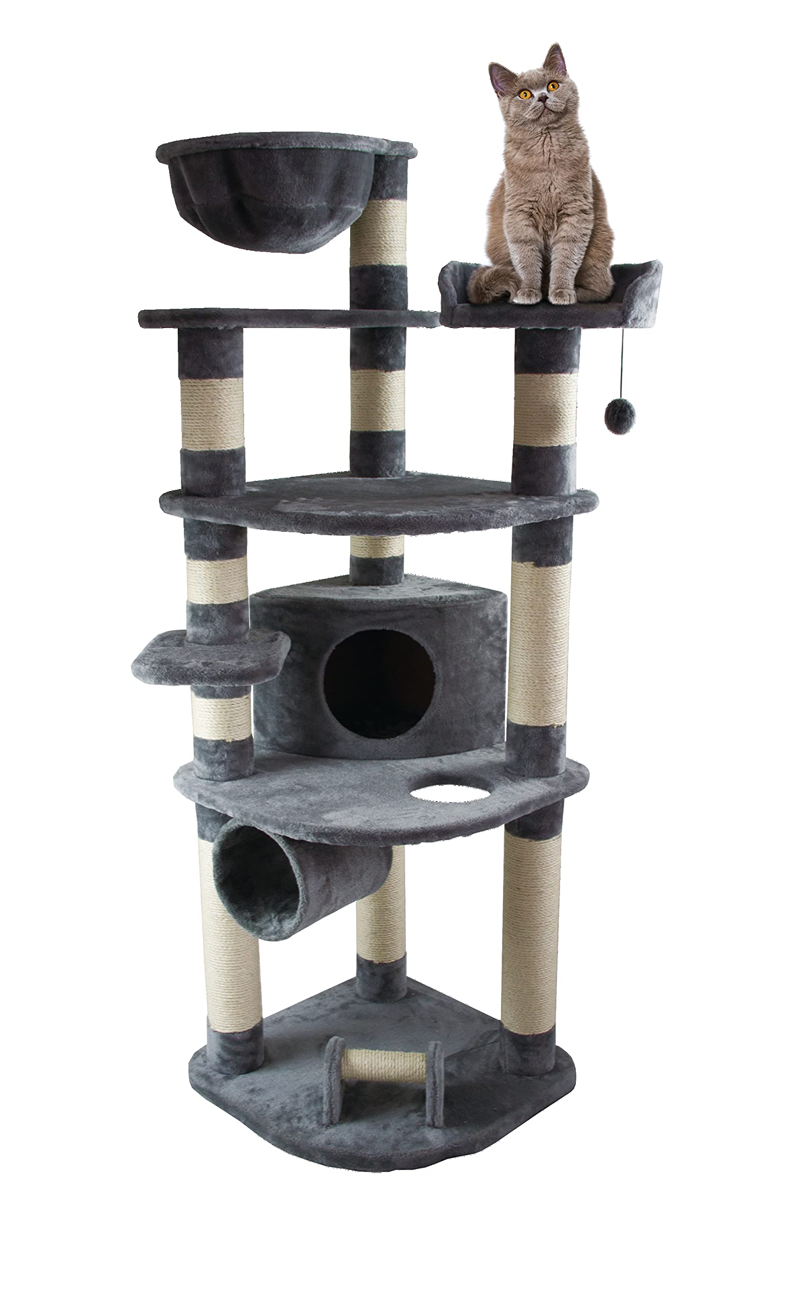 dehner-katzen-kratzbaum-edda-180-cm-sisal-pl-sch-grau image 2