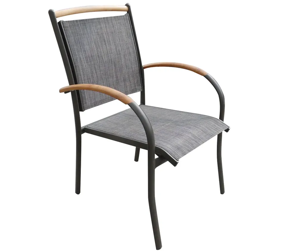 dehner-calais-stapelstuhl-anthrazit-teak-alu-textilene-stapelbar image 1
