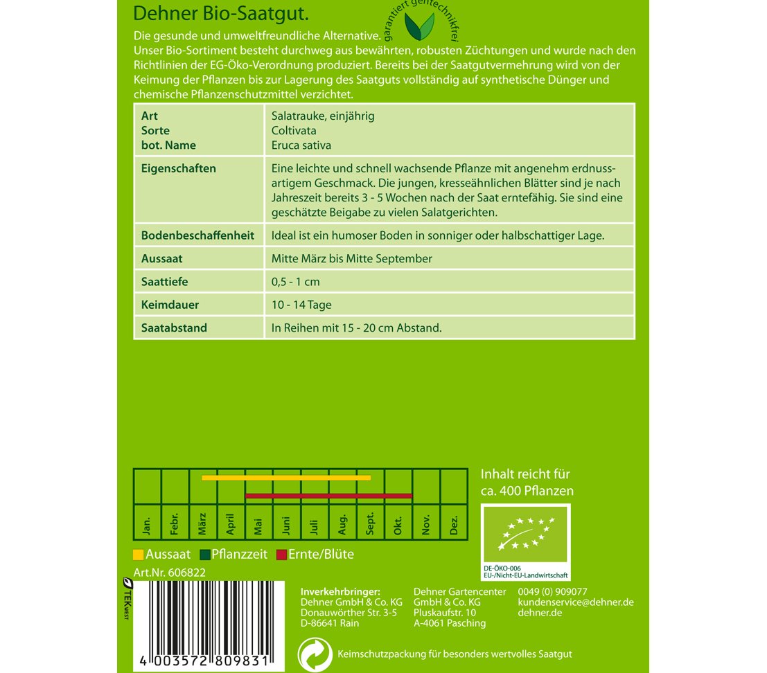 dehner-bio-salatrauke-coltivata-gem-sesamen-5er-pack-schnellwachsend image 2