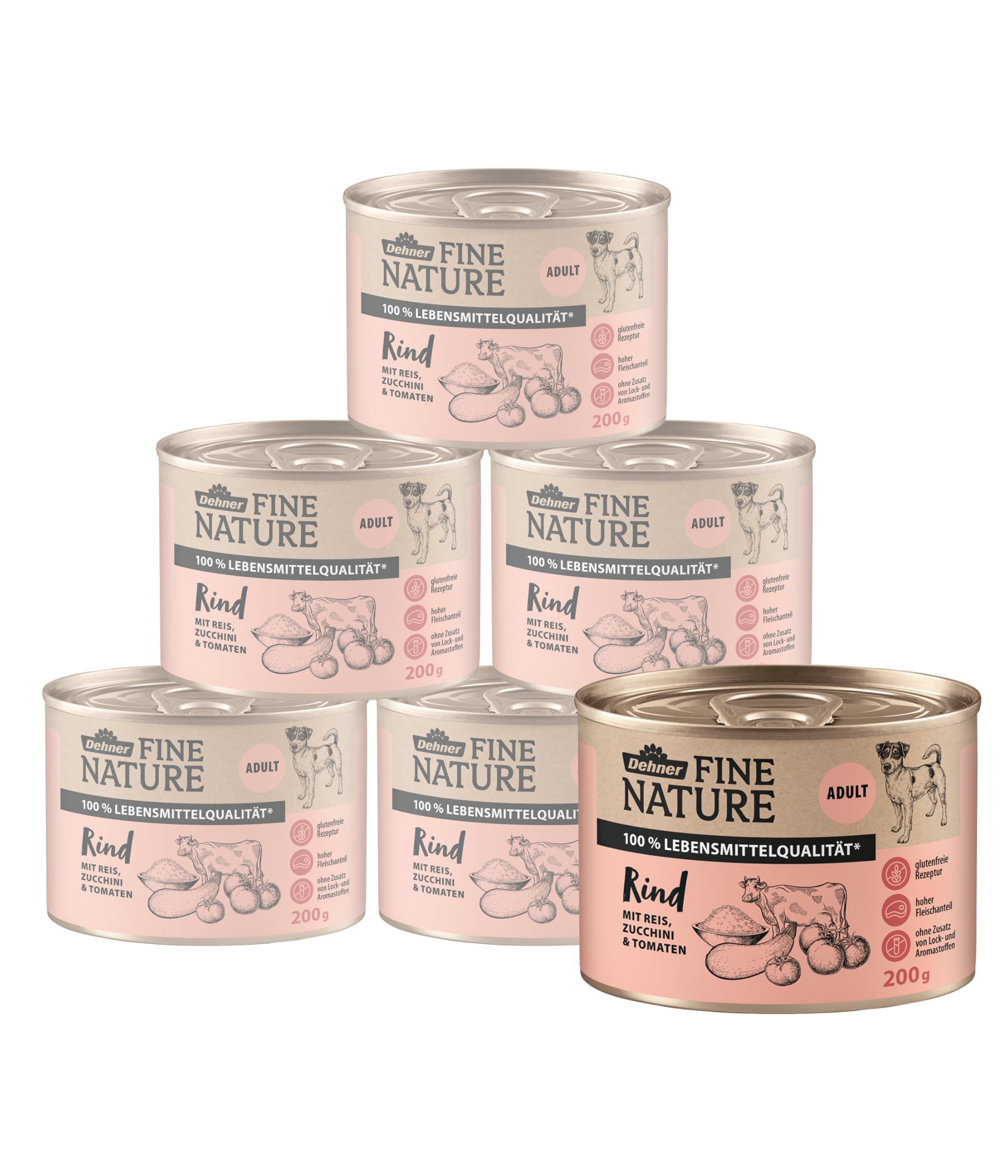 dehner-fine-nature-hundefutter-rind-nassfutter-6x200g image 1
