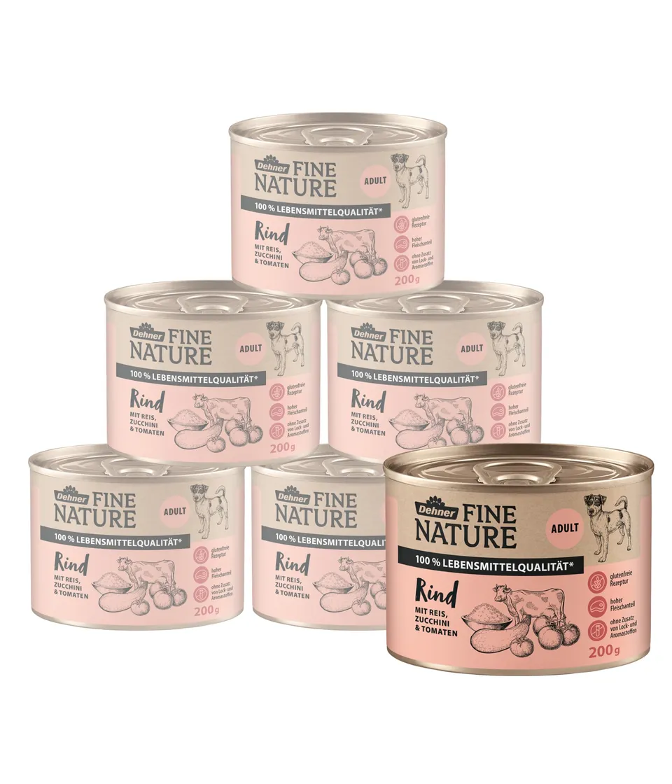 dehner-fine-nature-hundefutter-rind-nassfutter-6x200g image 1
