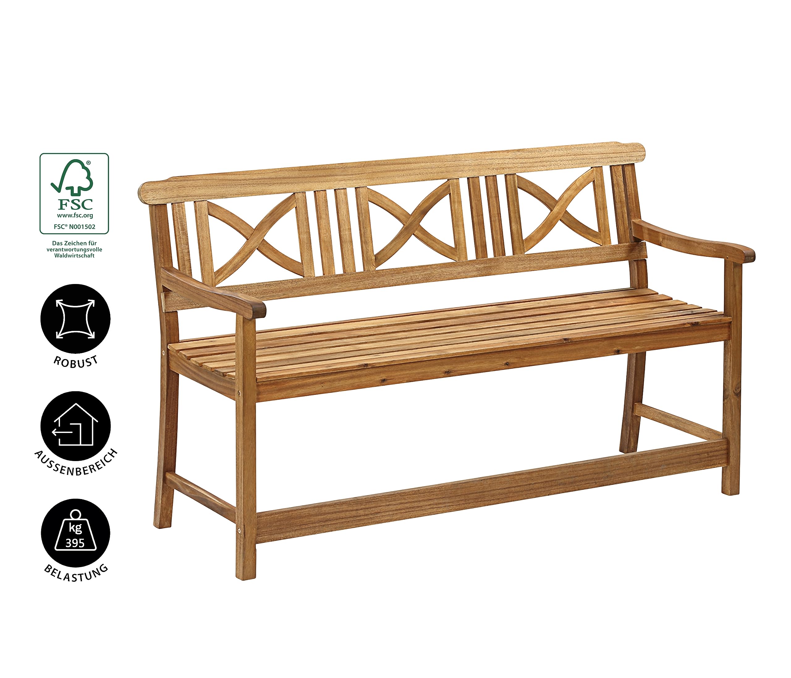 dehner-malm-gartenbank-3-sitzer-akazie-holzbank-natur-166-cm image 4