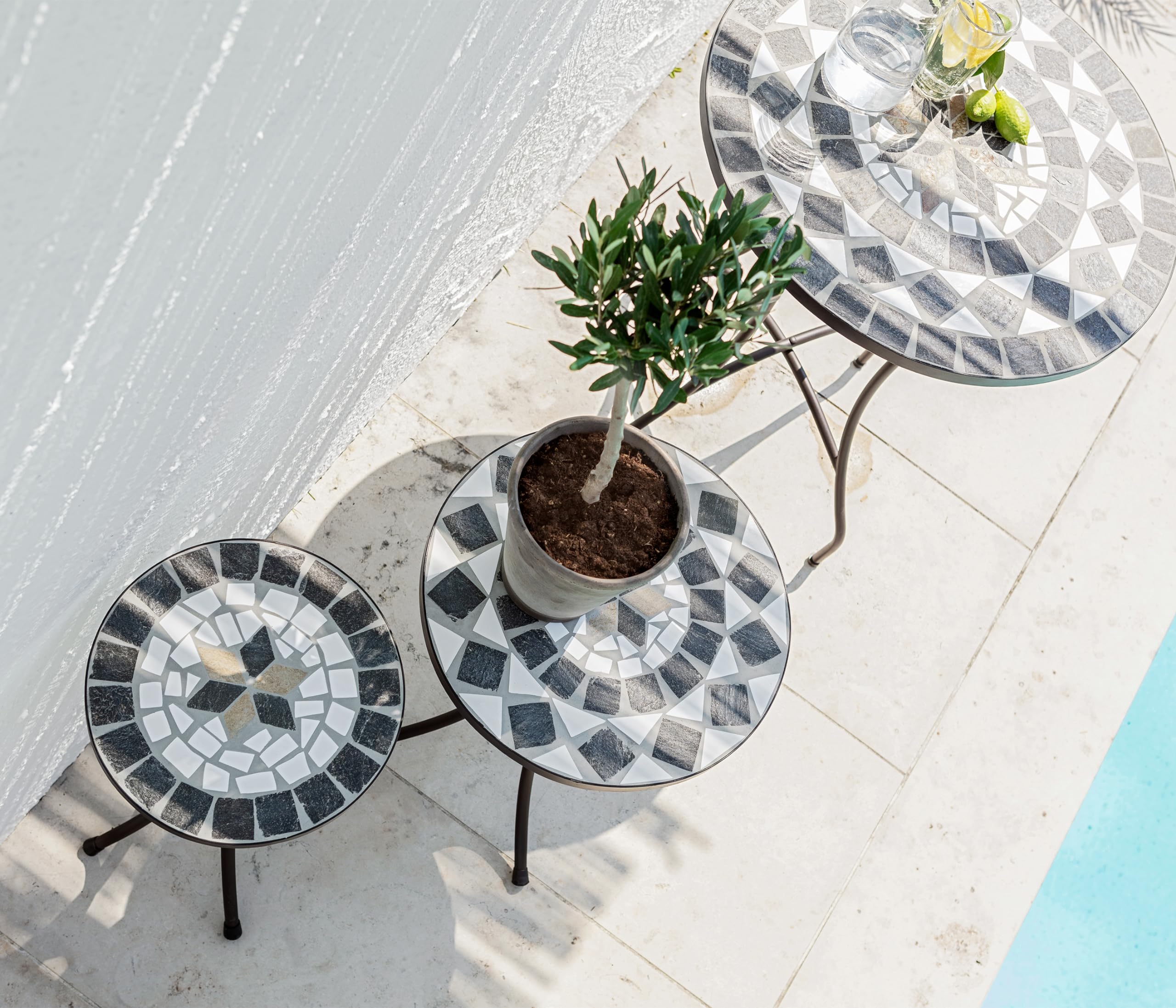 dehner-diana-gartentisch-mosaik-60cm-metall-landhaus-braun image 7