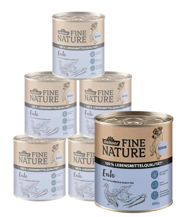 dehner-fine-nature-senior-hundefutter-ente-6x800-g image 1