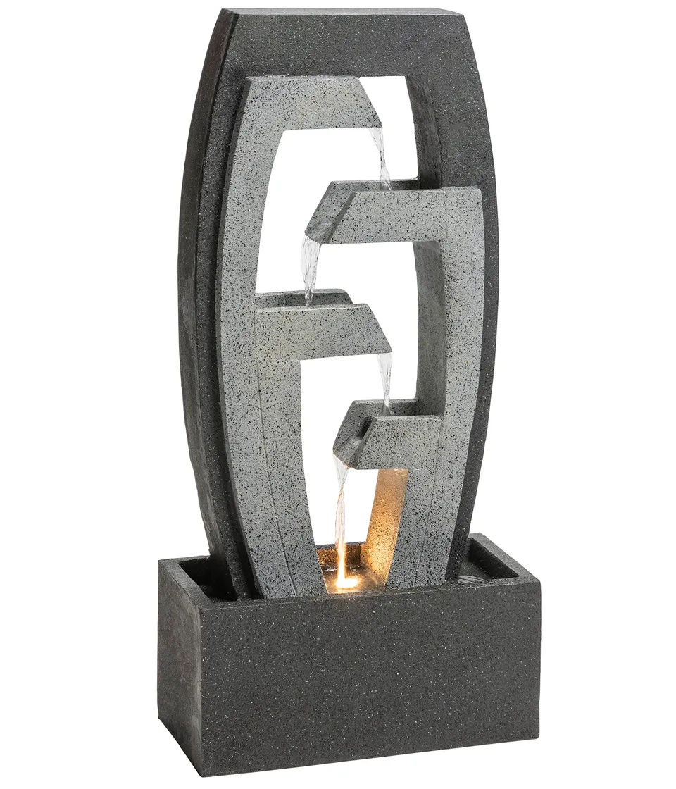 dehner-tokio-gartenbrunnen-polyresin-grau-schwarz-led image 1