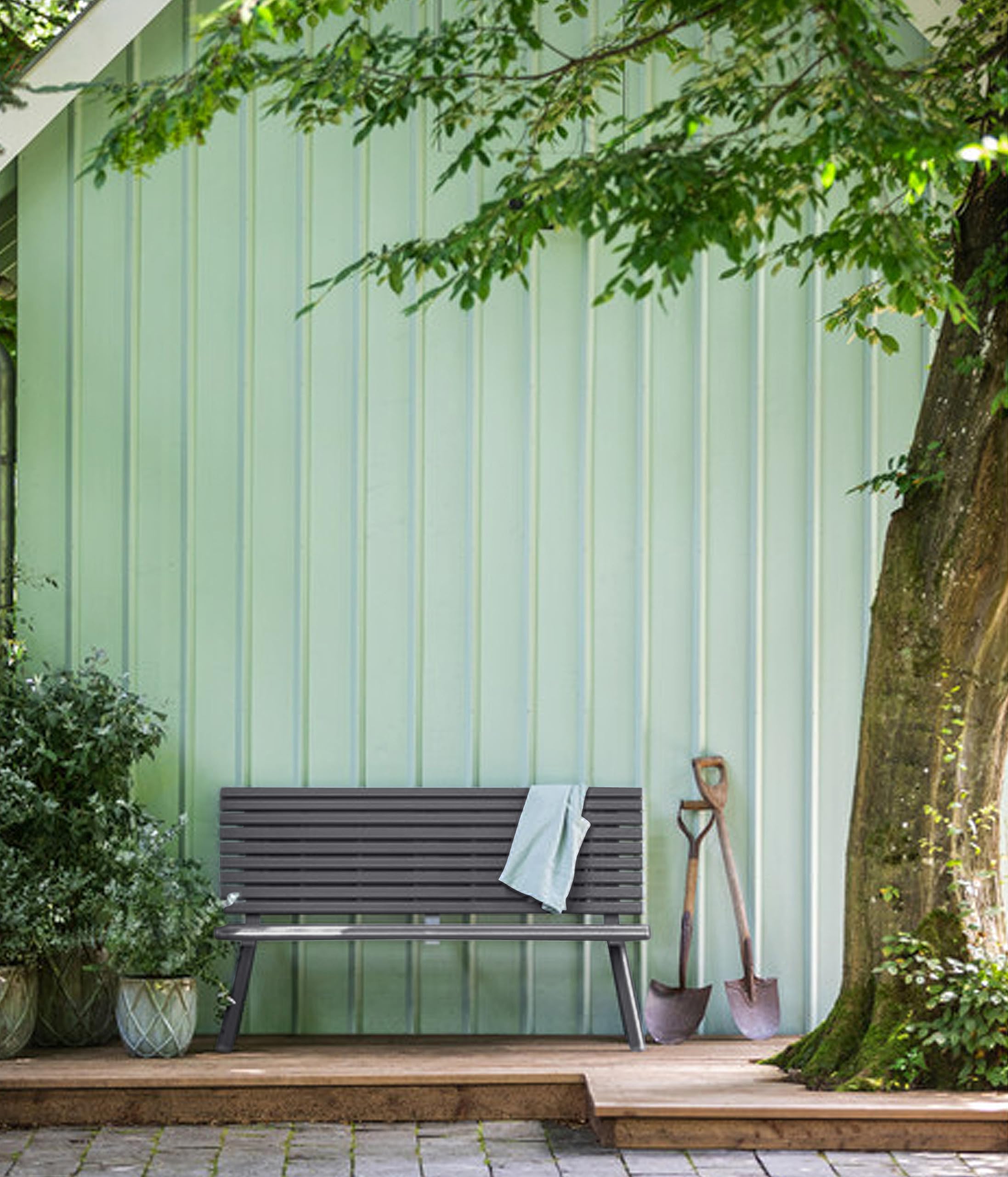 dehner-london-gartenbank-2-sitzer-aluminium-grau-150-cm image 2