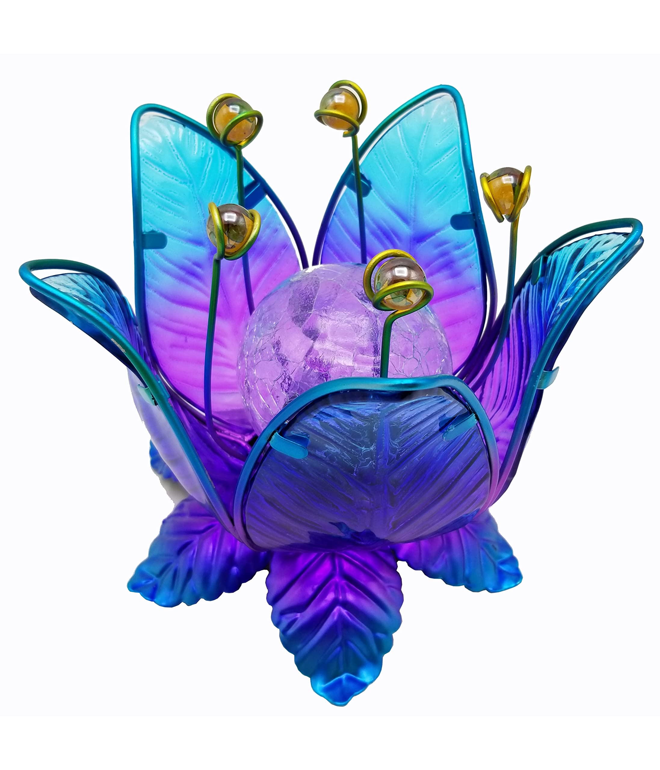 dehner-solarleuchte-lotus-gartenleuchte-blau-metall image 1