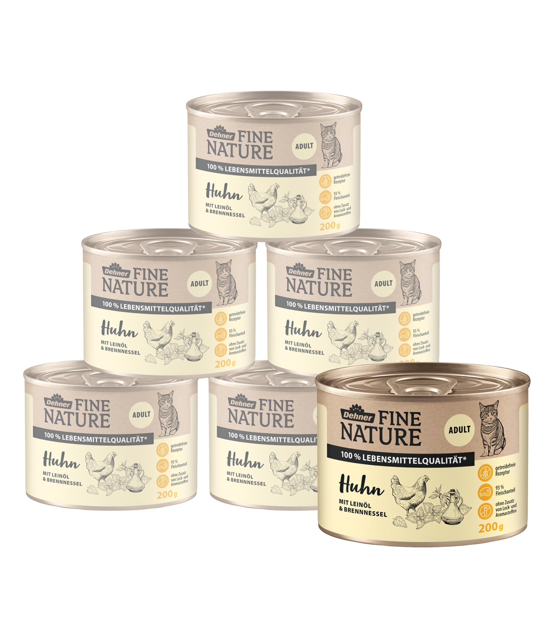 dehner-fine-nature-katzenfutter-huhn-adult-6x200-g-getreidefrei image 1
